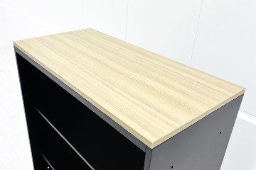 エスキャビネット イトーキ オープン書庫 スチール書庫 中古 スチール ブラック 中古オフィス家具 900/450/1130の画像