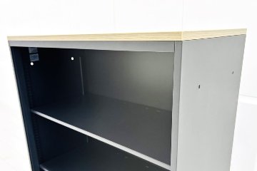 エスキャビネット イトーキ オープン書庫 スチール書庫 中古 スチール ブラック 中古オフィス家具 900/450/1130の画像