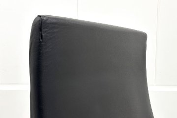 【ポリッシュ脚ピカピカ磨き有！】 ノール Knoll ノル リミックスチェア 中古 2020年製 ハイバック アルミループ肘 アルミミラー脚 ブラック レザーの画像