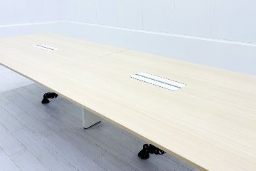 ウチダ レムナ 大型会議テーブル 中古 ミーティングテーブル 大型会議机 中古オフィス家具 メープル天板 3600/1200/720の画像