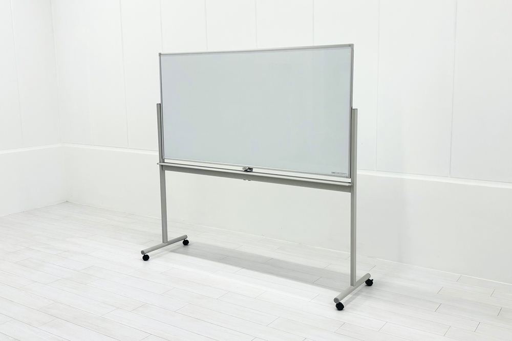 ウチダ ホワイトボード 黒板 キャスター付 両面タイプ 中古オフィス家具 1800/900の画像