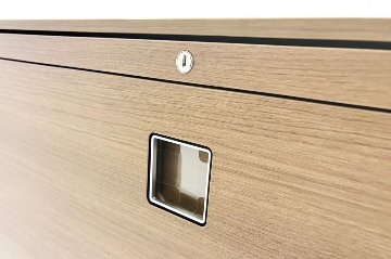 オカムラ レクトライン 3段ラテラル書庫 スチール 中古 キャビネット スチール書庫 中古オフィス家具 ネオウッドダーク シリンダー錠 900/450/1120の画像