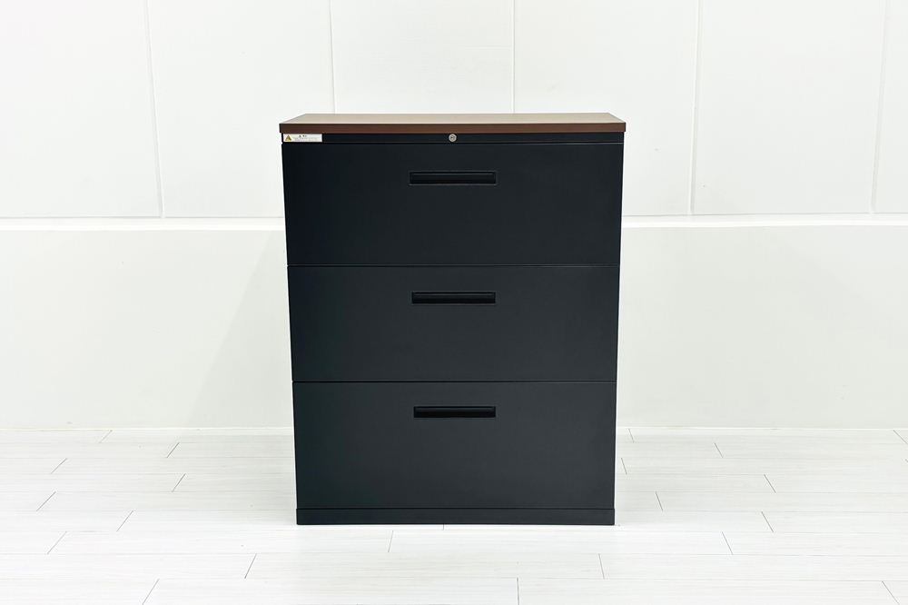 3段ラテラル書庫 スチール イナバ TF-L3-119045 中古 キャビネット 収納家具 中古オフィス家具 シリンダー錠 900/460(450)/1125の画像