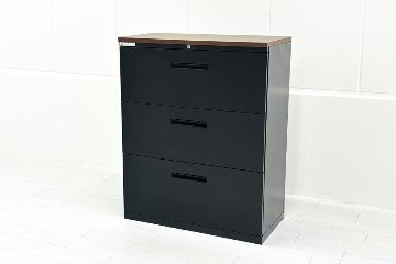 3段ラテラル書庫 スチール イナバ TF-L3-119045 中古 キャビネット 収納家具 中古オフィス家具 シリンダー錠 900/460(450)/1125の画像
