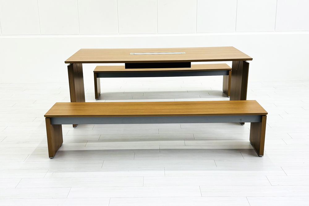 オカムラ プロセルバ ミーティングテーブル ベンチ 【3点セット】 中古 Proselva 中古オフィス家具 幅1800の画像