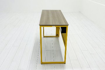 オカムラ ソリスト SOLISTE 平机 中古 中古オフィス家具 事務机 1200/450/720 プライズウッドミディアム/イエローの画像