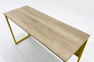 オカムラ ソリスト SOLISTE 平机 中古 中古オフィス家具 事務机 1200/450/720 チョークドエルム/イエローの画像
