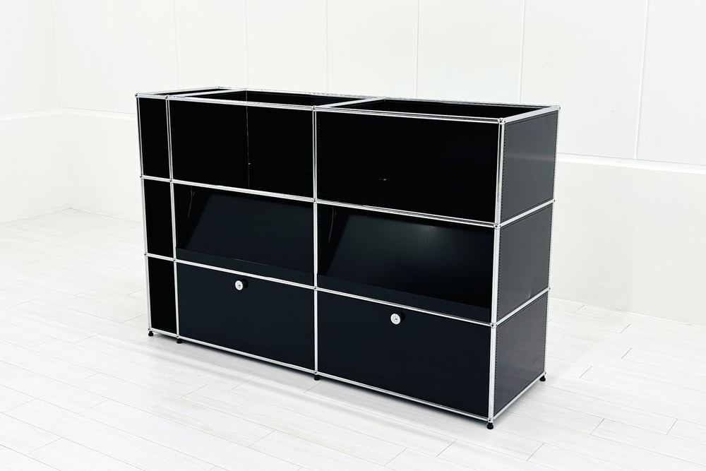 USMハラー 中古 サイドボード ハラーシステム USM Haller キャビネット 3連3段 中古オフィス家具 ブラック 1700/520/1100の画像