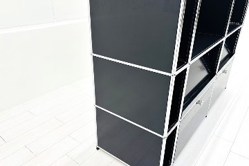 USMハラー 中古 サイドボード ハラーシステム USM Haller キャビネット 3連3段 中古オフィス家具 ブラック 1700/520/1100の画像