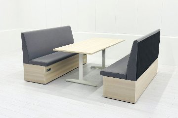 【3点セット】 対面ブース ファミレスソファ オカムラ ブレスタ 中古 ミーティングブース 中古オフィス家具の画像