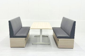 【3点セット】 対面ブース ファミレスソファ オカムラ ブレスタ 中古 ミーティングブース 中古オフィス家具の画像