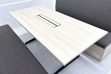 【3点セット】 対面ブース ファミレスソファ オカムラ ブレスタ 中古 ミーティングブース 中古オフィス家具 バックパネル付きの画像