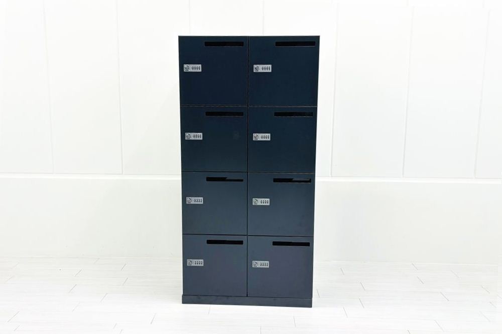 コクヨ エディア 8人用ロッカー 中古 メールボックス 中古オフィス家具 オートロックダイヤル錠 ブラック 900/450/1810の画像