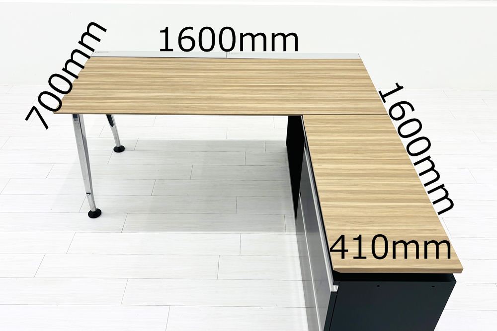 コクヨ サイビ L型デスク 中古 幅1600 エグゼクティブデスク マネージメントデスク 中古オフィス家具 1600/1600/720 右キャビの画像