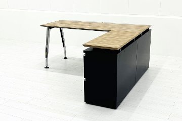 コクヨ サイビ L型デスク 中古 幅1600 エグゼクティブデスク マネージメントデスク 中古オフィス家具 1600/1600/720 右キャビの画像