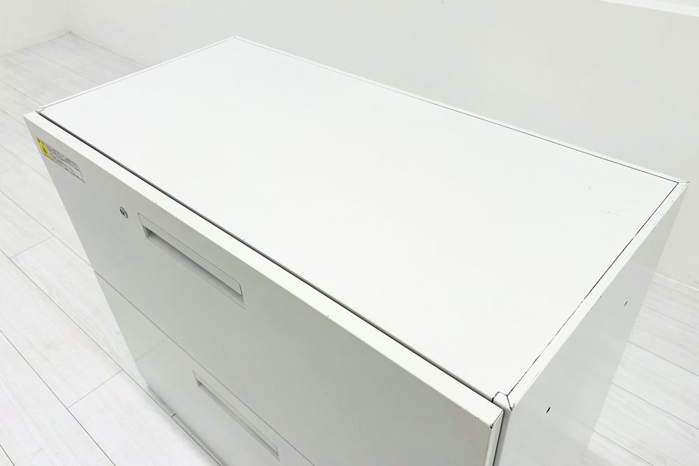 2段ラテラル書庫 中古 スチール書庫 ハイパーストレージ 内田洋行 UCHIDA キャビネット 中古オフィス家具 ホワイト 900/450/755の画像