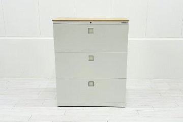 ラテラル書庫 3段ラテラル 中古 オカムラ レクトライン キャビネット 中古オフィス家具 天板付 900/450/1120の画像