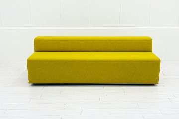 ケーラウンジソファ ノルオフィス Knoll Office k. lounge ローバック3シート 中古 中古オフィス家具 イエロー 1985/720/660の画像