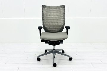 中古 バロンチェア オカムラ OKAMURA Baron 中古オフィス家具 ハイバック 可動肘 ライトグレーの画像