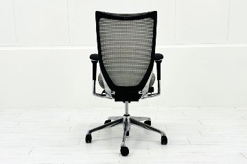 中古 バロンチェア オカムラ OKAMURA Baron 中古オフィス家具 ハイバックメッシュ 可動肘 ライトグレーの画像