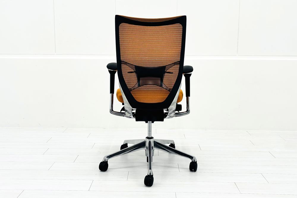 オカムラ 中古 チェア バロンチェア OKAMURA Baron 中古オフィス家具 ハイバック 可動肘 オレンジの画像
