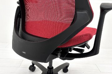 イトーキ エフチェア 中古 2017年製 クッション 固定肘 事務椅子 ITOKI 中古オフィス家具 KF-375JBH-T1M4 レッドの画像