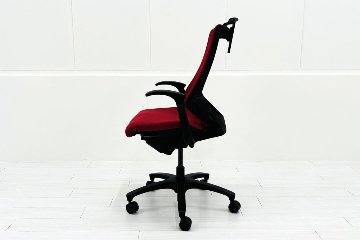 イトーキ エフチェア 中古 2017年製 クッション 固定肘 事務椅子 ITOKI 中古オフィス家具 KF-375JBH-T1M4 レッドの画像