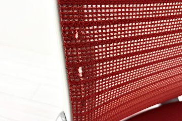 コーラルチェア ハイバック オカムラ 中古 背メッシュ 固定肘 中古オフィス家具 中古チェア Choral レッドの画像