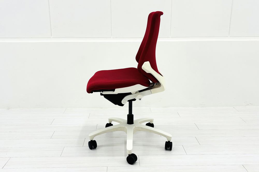 イトーキ エフチェア ローバック 中古 クッション 肘無 事務椅子 ITOKI 中古オフィス家具 レッドの画像