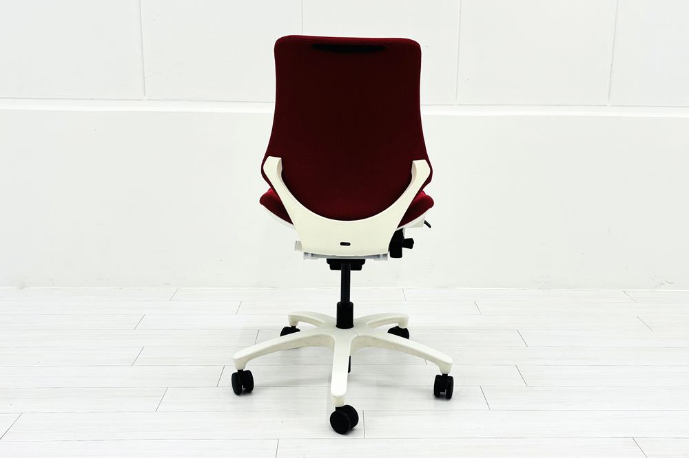 イトーキ エフチェア ローバック 中古 クッション 肘無 事務椅子 ITOKI 中古オフィス家具 レッドの画像