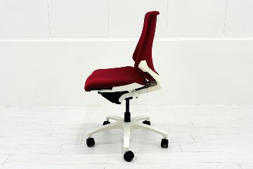 イトーキ エフチェア ローバック 中古 クッション 肘無 事務椅子 ITOKI 中古オフィス家具 レッドの画像