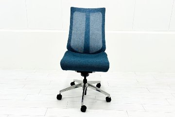 イトーキ アクトチェア 2020年製 中古 ポリッシュ脚  ITOKI Act 肘無 事務椅子中古オフィス家具 ダックブルーの画像