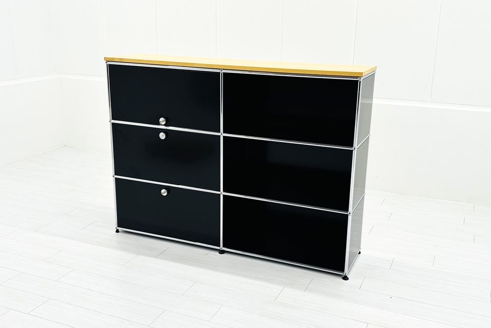 USMハラー キャビネット 2連3段 ブラック | 中古オフィス家具専門店の