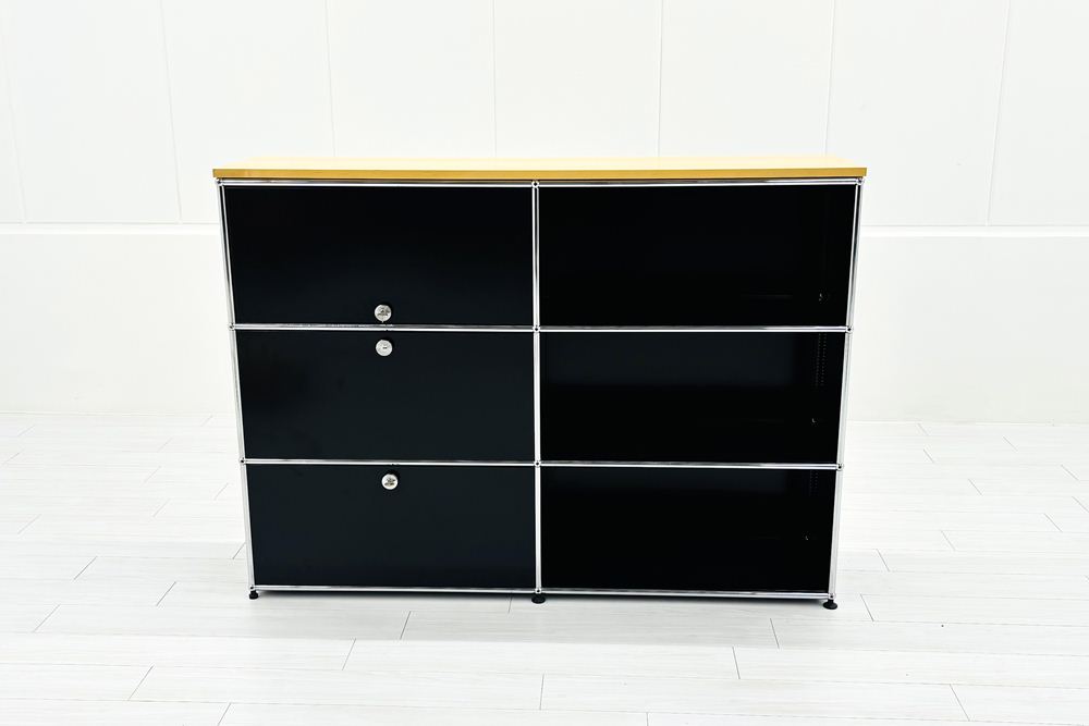 USMハラー キャビネット 2連3段 ブラック | 中古オフィス家具専門店の