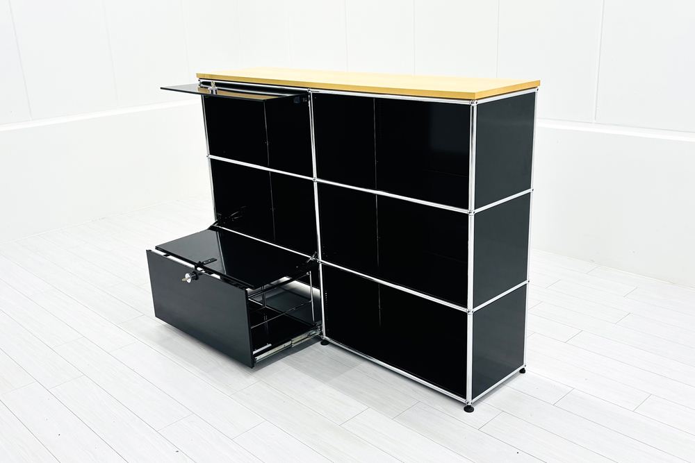 USMハラー キャビネット 2連3段 ブラック | 中古オフィス家具専門店の