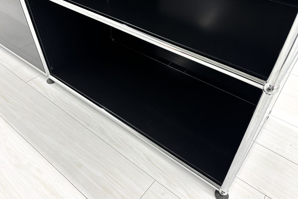 USMハラー 中古 サイドボード ハラーシステム USM Haller キャビネット 2連3段 中古オフィス家具 ブラック 1525/375/1115の画像