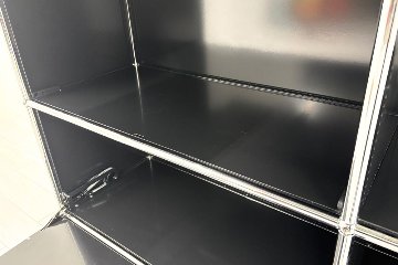 USMハラー 中古 サイドボード ハラーシステム USM Haller キャビネット 2連3段 中古オフィス家具 ブラック 1525/375/1115の画像