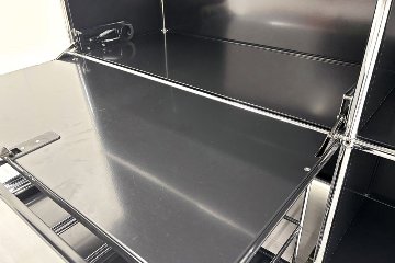 USMハラー 中古 サイドボード ハラーシステム USM Haller キャビネット 2連3段 中古オフィス家具 ブラック 1525/375/1115の画像