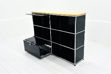 USMハラー 中古 サイドボード ハラーシステム USM Haller キャビネット 2連3段 中古オフィス家具 ブラック 1525/375/1115の画像