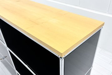 USMハラー 中古 サイドボード ハラーシステム USM Haller キャビネット 2連3段 中古オフィス家具 ブラック 1525/375/1115の画像