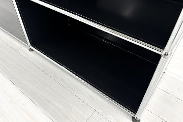 USMハラー 中古 サイドボード ハラーシステム USM Haller キャビネット 2連3段 中古オフィス家具 ブラック 1525/375/1115の画像
