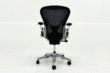 【シリンダー交換済】アーロンチェア 中古 Bサイズ フル装備 タキシードメッシュ ハーマンミラー アルミ脚 レザーアーム Herman Miller Aeron Chair 肘ダイヤルの画像