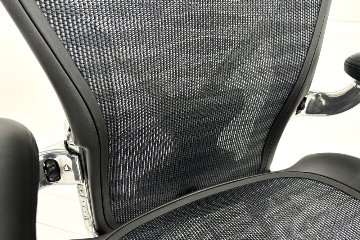 【シリンダー交換済】アーロンチェア 中古 Bサイズ フル装備 タキシードメッシュ ハーマンミラー アルミ脚 レザーアーム Herman Miller Aeron Chair 肘ダイヤルの画像