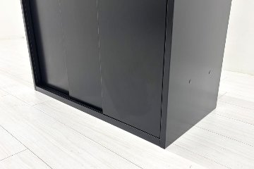コクヨ エディア スライド書庫 中古 スチール書庫 ブラック 収納家具 引き違い書庫 中古オフィス家具 800/400/1070の画像