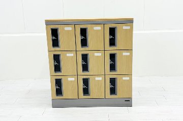 シューズロッカー シューズボックス オカムラ ZAPATO(ザパート)シリーズ  中古 9人用ロッカー 収納家具 中古オフィス家具900/400/985の画像