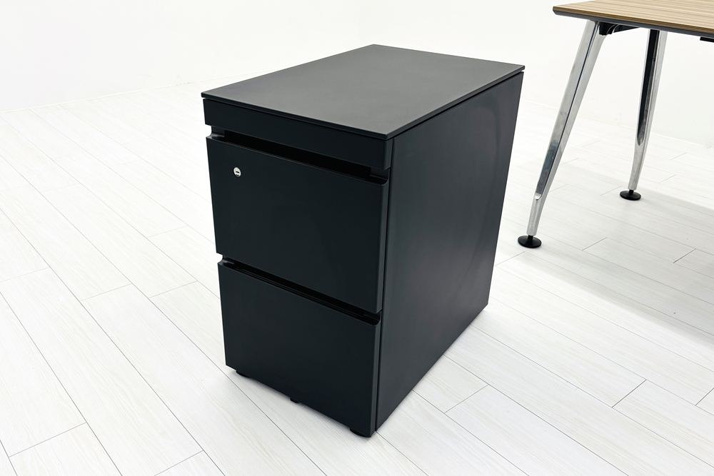 コクヨ サイビ サイドリターンテーブル 3段ワゴン付 L型デスク SAIBI 中古 中古オフィス家具 1600/1200/720の画像