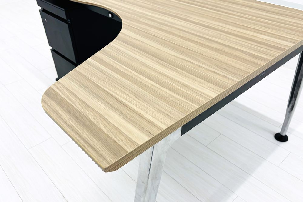 コクヨ サイビ サイドリターンテーブル 3段ワゴン付 L型デスク SAIBI 中古 中古オフィス家具 1600/1200/720の画像