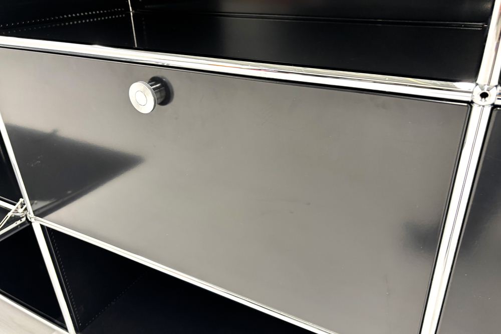 USMハラー 中古 サイドボード ハラーシステム USM Haller キャビネット 3連3段 中古オフィス家具 ブラック 2270/375/1100の画像