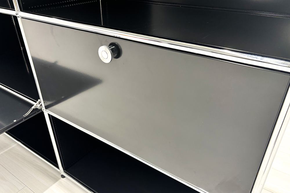 USMハラー 中古 サイドボード ハラーシステム USM Haller キャビネット 3連3段 中古オフィス家具 ブラック 2270/375/1100の画像