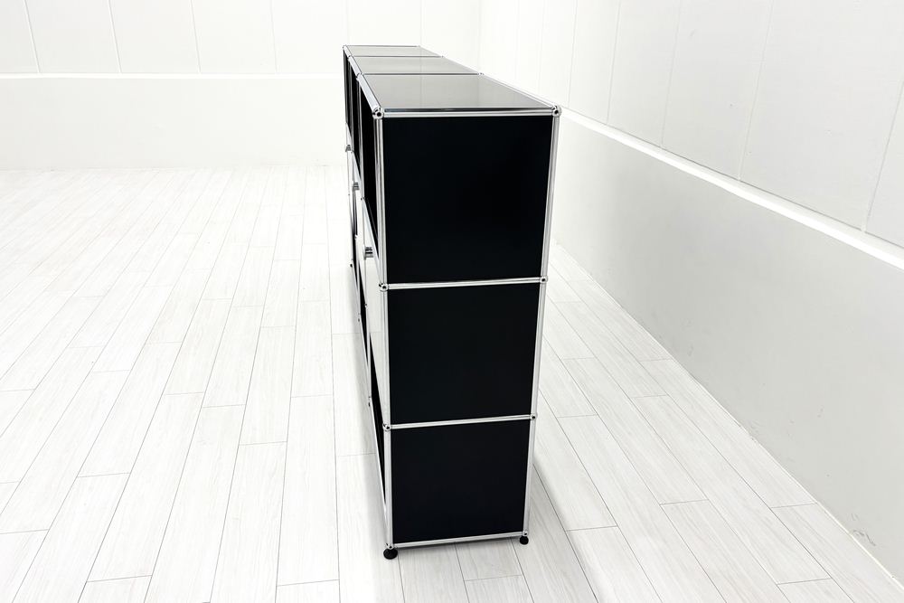USMハラー 中古 サイドボード ハラーシステム USM Haller キャビネット 3連3段 中古オフィス家具 ブラック 2270/375/1100の画像